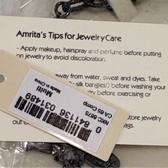 🇮🇳🥻NWT Amrita Singh Vibrant Gemstone Statement Necklace Red Green Blue Teal - Picture 2 of 5